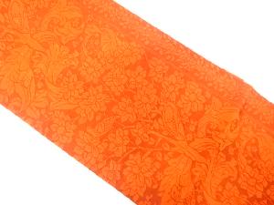 纐纈花鳥模様織出し全通袋帯